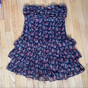 Express strapless Floral printed ruffle dress